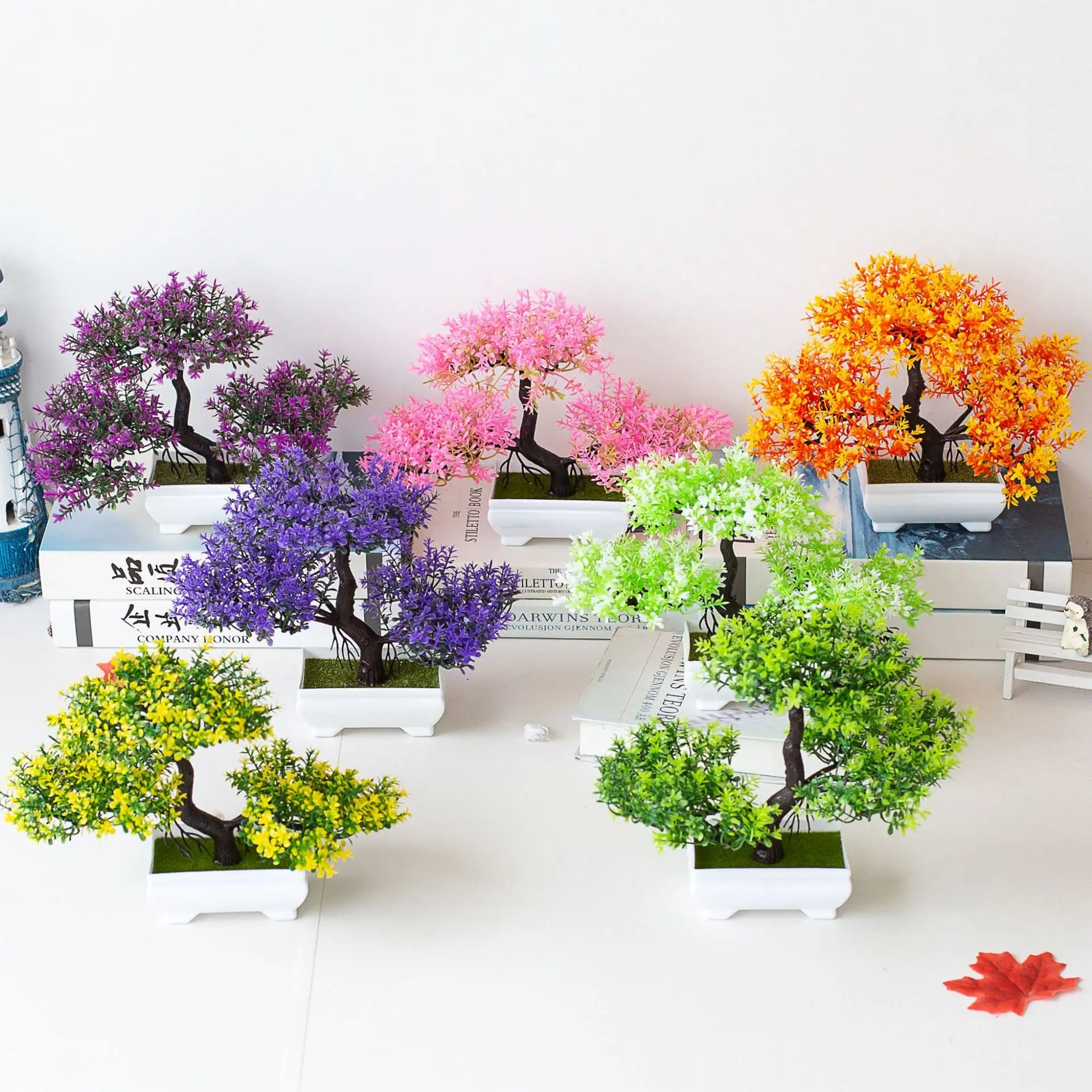 Artificial Plastic Plants Bonsai Small Tree Pot Potted Flower Wedding Potted Flower Room Ornaments Home Table Decoration