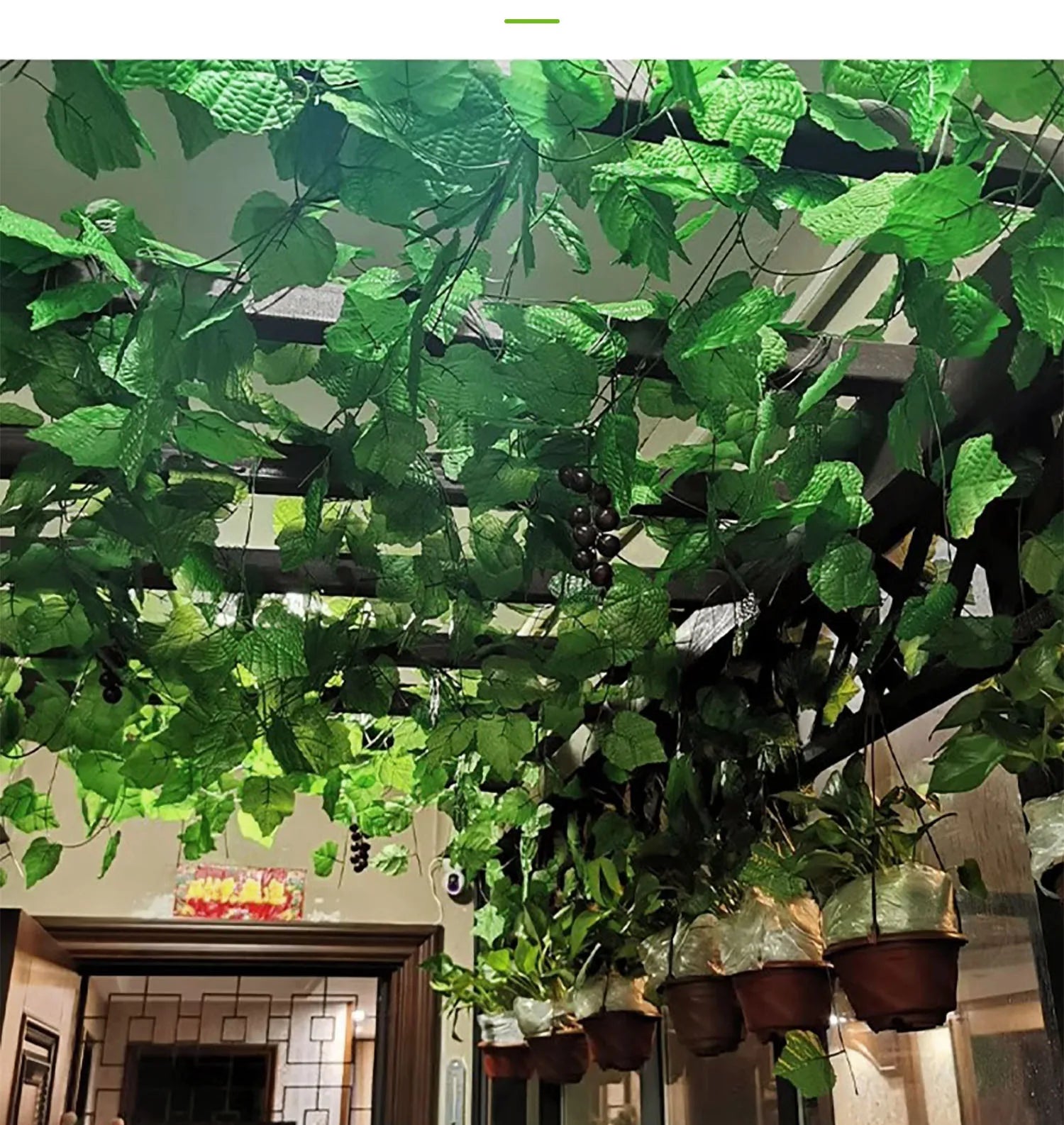 2.1M Green Ivy Leaf Hanging Vine Artificial Garland Silk Wall Plant Home Garden Decoration Wedding Party DIY Fake Wreath Leaves