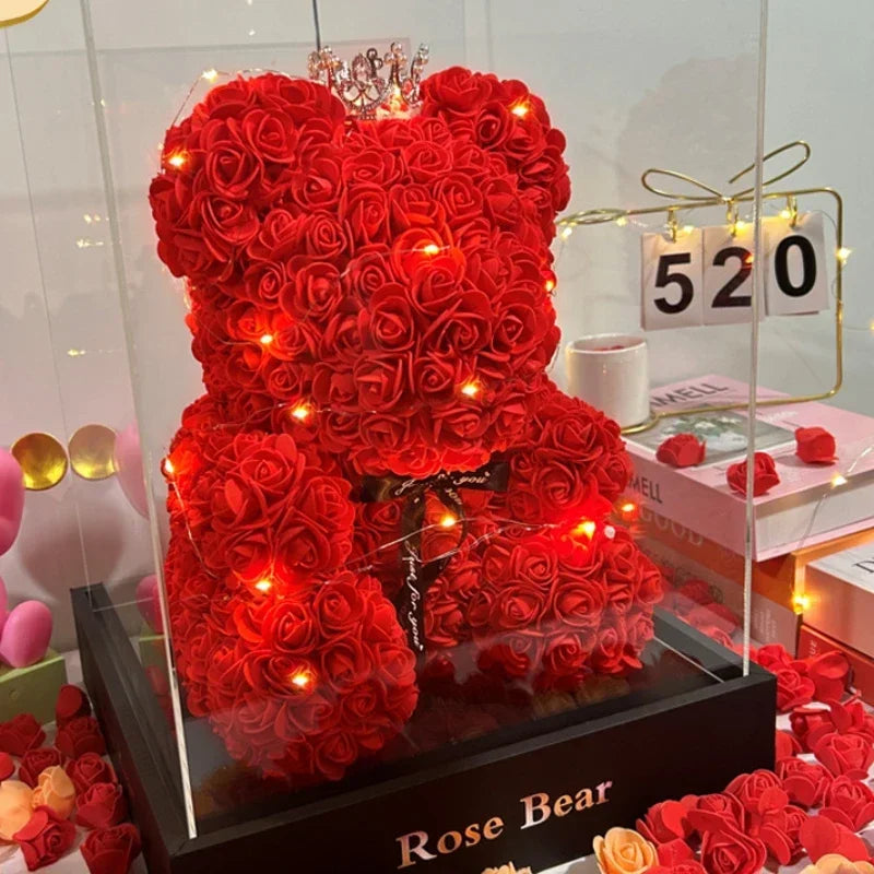 2024 New Artificial Flower Eternal Rose Teddy Bear for Mom Mother's Day Birthday Valentine's Day Anniversary Gifts & Decorations