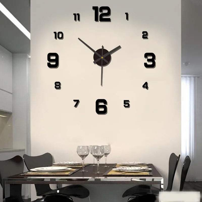 3D Creative Frameless DIY Wall Hanging Clock Wall Stickers Home Mute Digital Clock Living Room Office Wall Decoration