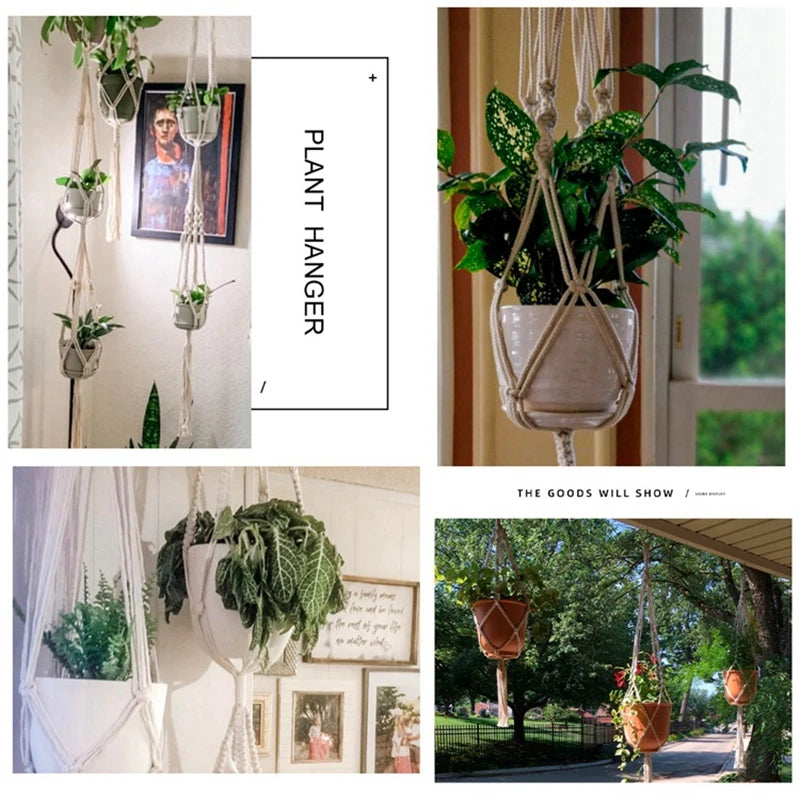 Hanging Plant Handmade Macrame Plant Hanger Flower Pot Planter Hanger Wall Decor Courtyard Garden Hanging Planter Hanging Basket