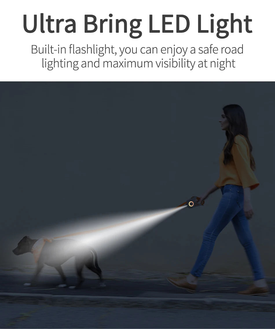 Automatic Retractable Luminous Dog Walking Rope