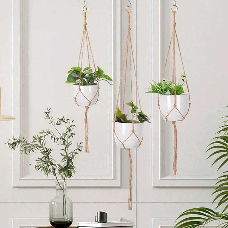 Hanging Plant Handmade Macrame Plant Hanger Flower Pot Planter Hanger Wall Decor Courtyard Garden Hanging Planter Hanging Basket