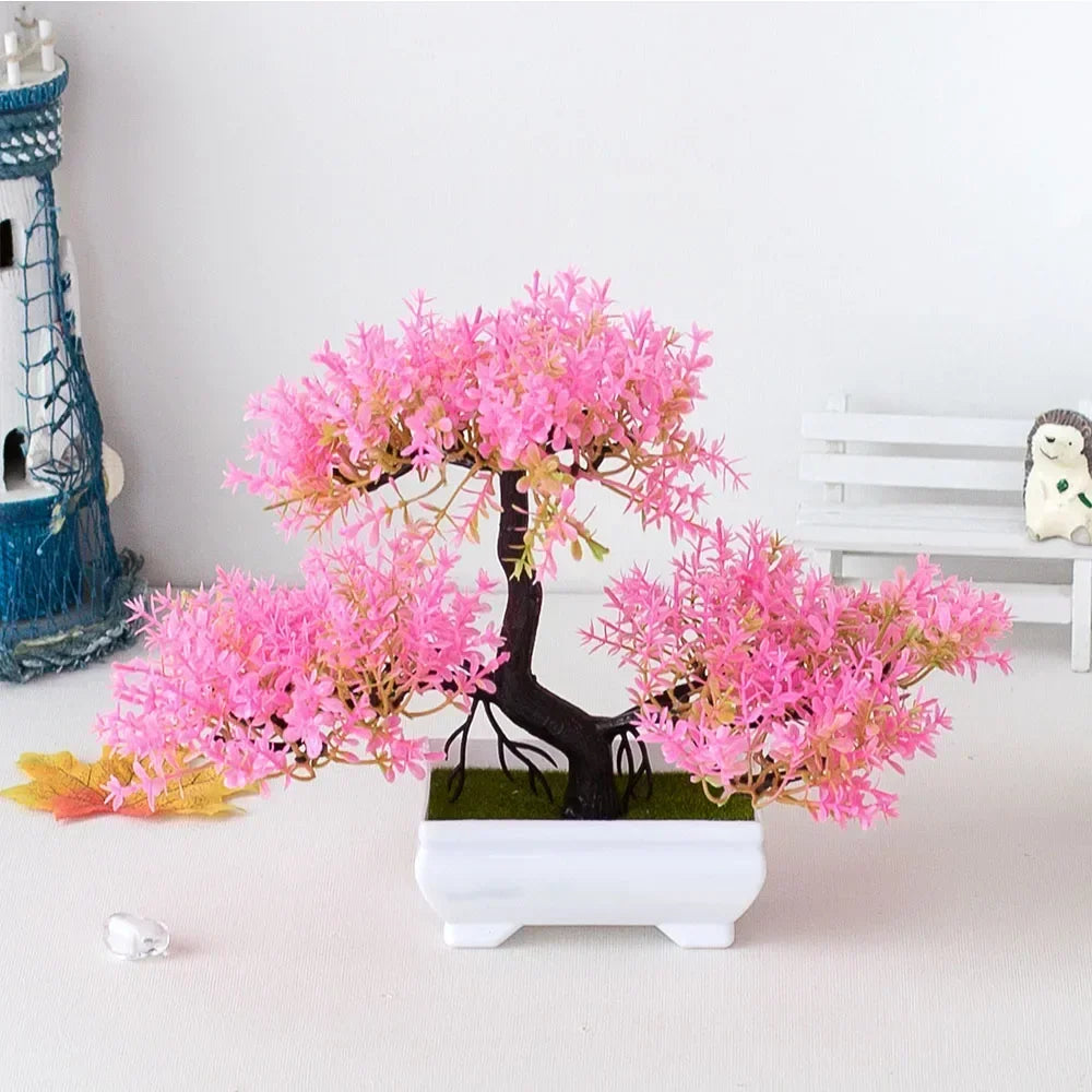 Artificial Plastic Plants Bonsai Small Tree Pot Potted Flower Wedding Potted Flower Room Ornaments Home Table Decoration