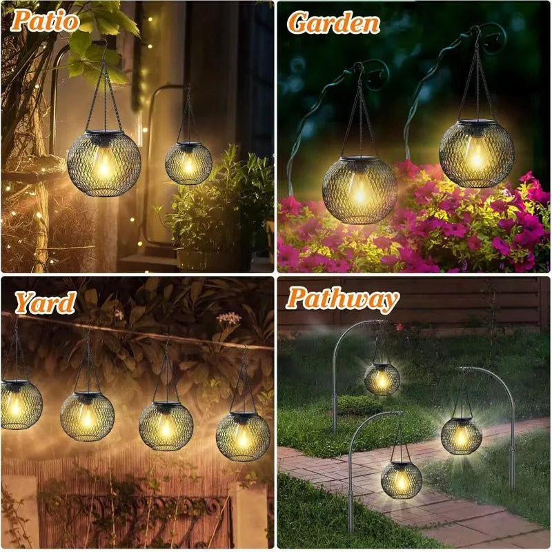 Solar Lantern Outdoor, Solar Lights for Outside Decorative Outdoor Hanging Lights Waterproof Solar Lanterns, yard garden  lamp