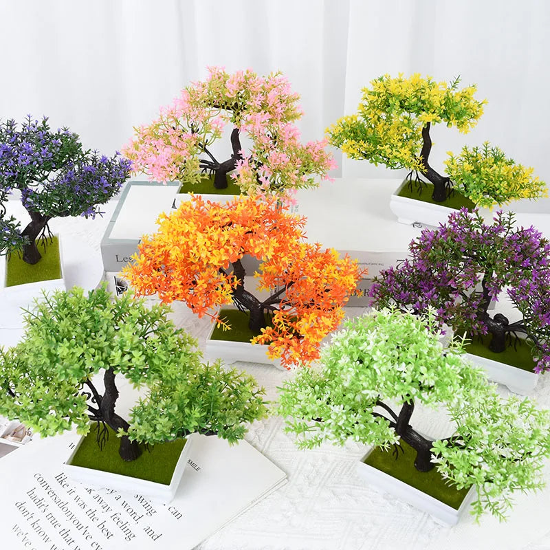 Artificial Plants Bonsai Small Tree Pot Fake Plant Flowers Potted Ornaments For Home Room Table Decoration Hotel Garden Decor