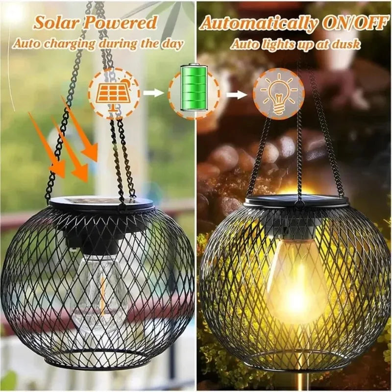 Solar Lantern Outdoor, Solar Lights for Outside Decorative Outdoor Hanging Lights Waterproof Solar Lanterns, yard garden  lamp