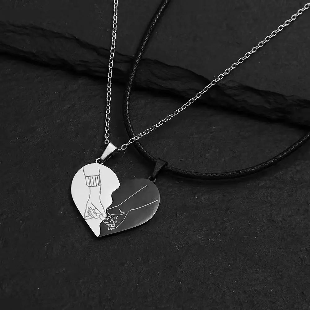 Stainless Steel Heart Puzzle Pendant Couple Necklace Pendants Necklaces for Lovers Valentine's Day Jewelry Christmas Couple Gift