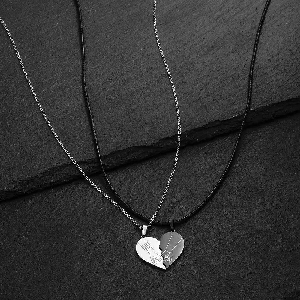 Stainless Steel Heart Puzzle Pendant Couple Necklace Pendants Necklaces for Lovers Valentine's Day Jewelry Christmas Couple Gift