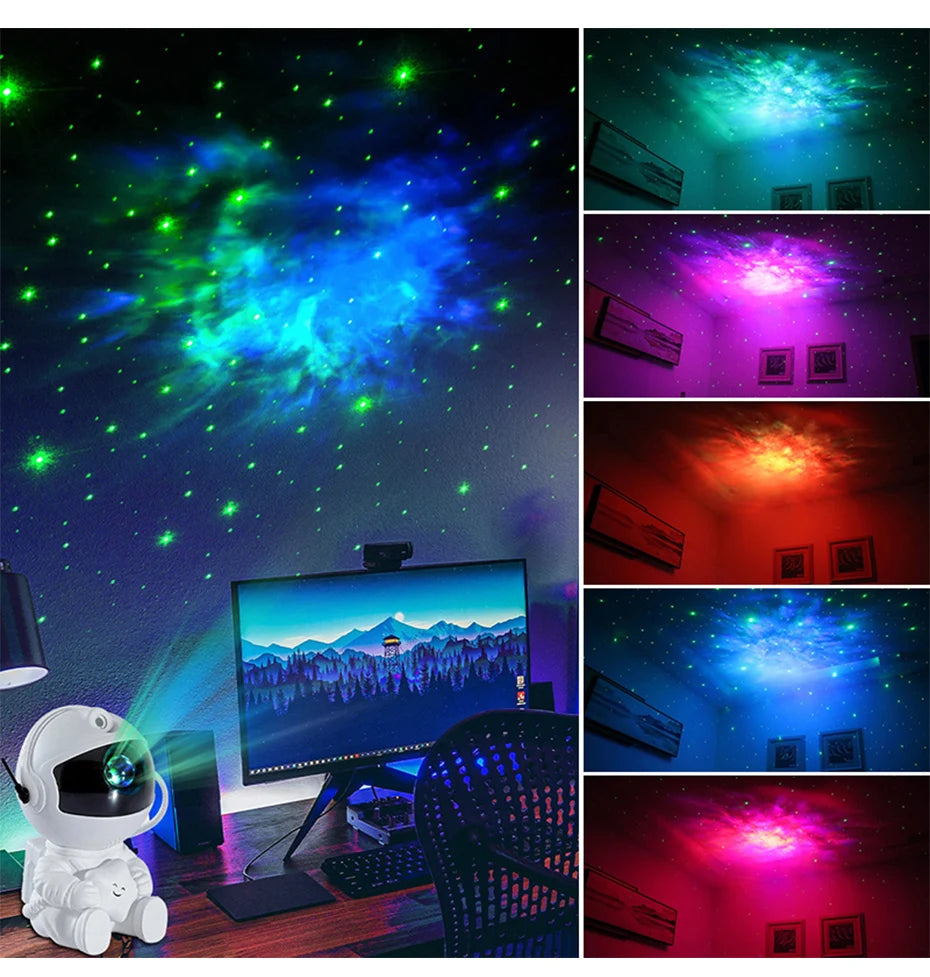 Galaxy Star Projector Starry Sky Night Light Astronaut Lamp Home Room Decor Decoration Bedroom Decorative Christmas Gift