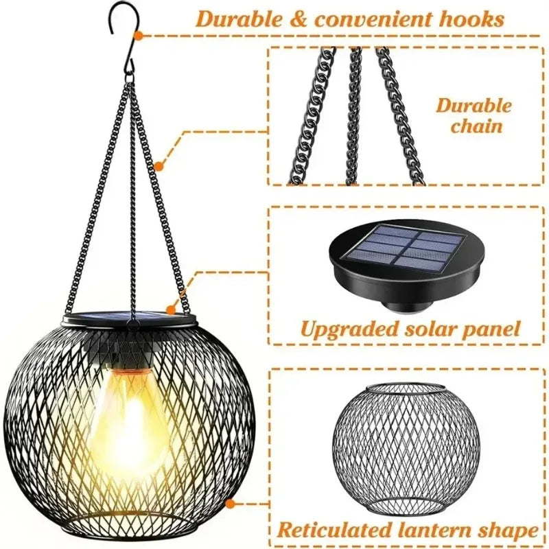 Solar Lantern Outdoor, Solar Lights for Outside Decorative Outdoor Hanging Lights Waterproof Solar Lanterns, yard garden  lamp